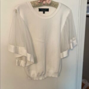 White Sheer Sleeve SweaterTop by Sala la Fille
